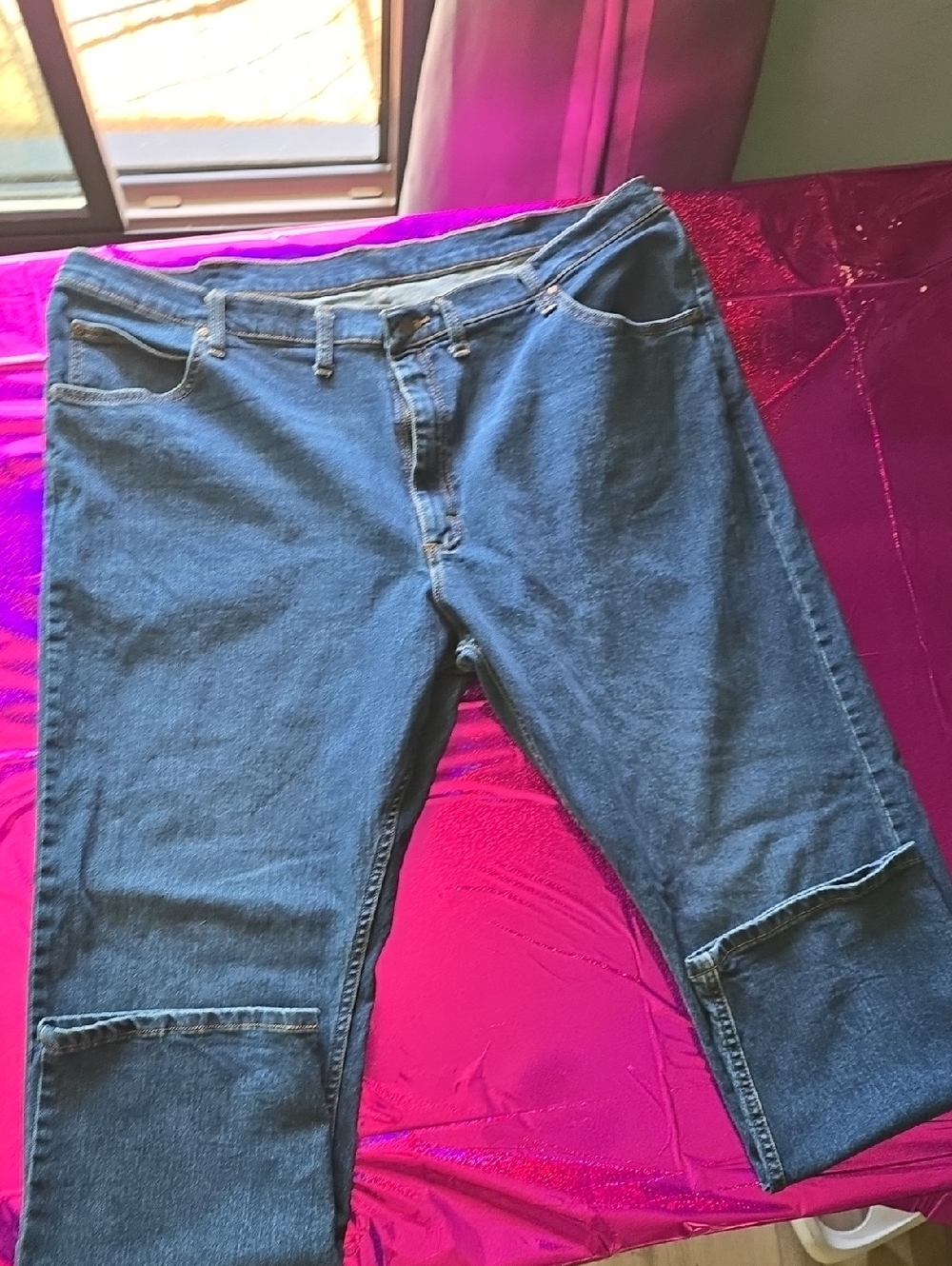 Wrangler Men's Dark Blue Relaxed Denim Jeans